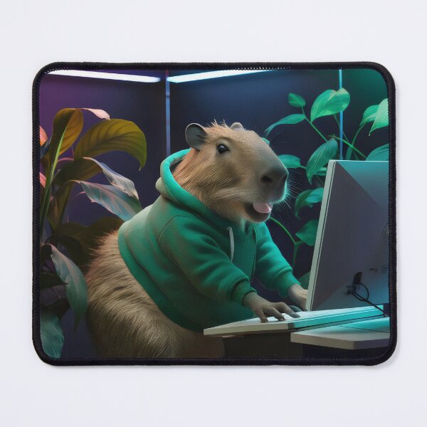 Item preview, Capybara at the computer. designed and sold by MyHappyArtShop.