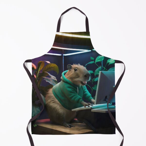 Item preview, Capybara at the computer. designed and sold by MyHappyArtShop.