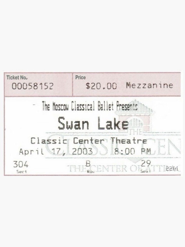 swan lake ticket Sticker