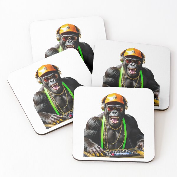 Item preview, Gorilla monkey, DJ, behind the decks, humor, funny fun colorful designed and sold by Dan9010.
