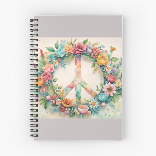 Aperçu de l'œuvre Symbole de paix floral avec des fleurs colorées sur fond pastel pour la tranquillité et l'harmonie créée et vendue par AngelinArts.