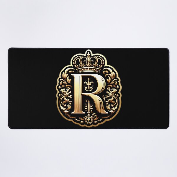 Item preview, An ornate golden emblem featuring a regal lion, a crowned "R" designed and sold by ShihawyAhmad.