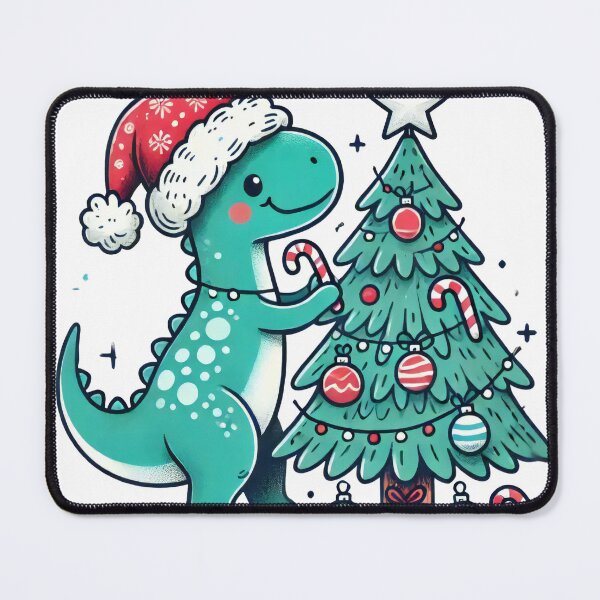 Item preview, Cute Dinosaur Decorating Christmas Tree Illustration designed and sold by AIARTIST1.