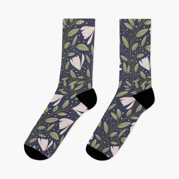 Item preview, Delicate Magnolia Pattern On Dark Blue designed and sold by BlueLela.