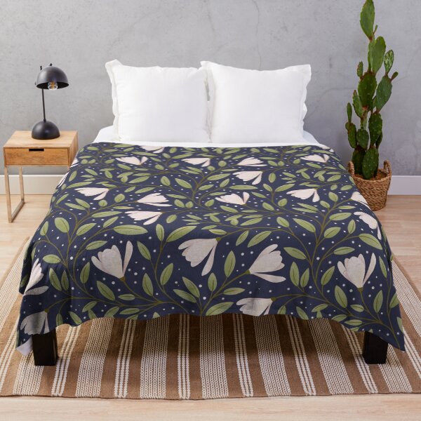 Item preview, Delicate Magnolia Pattern On Dark Blue designed and sold by BlueLela.