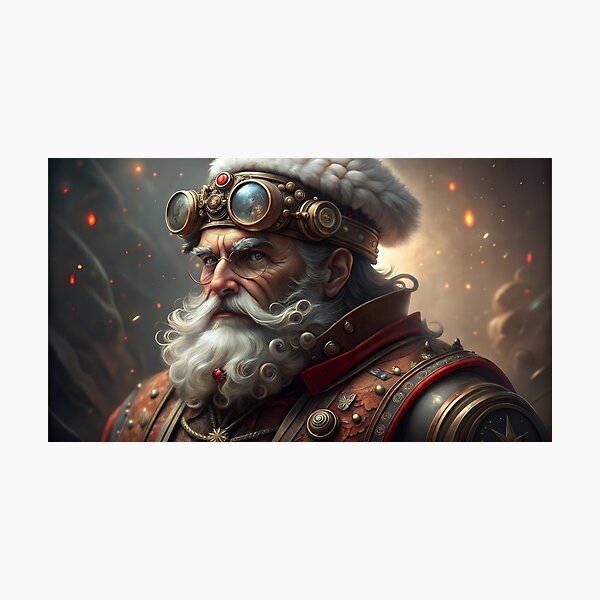 Item preview, Steampunk Santa Claus portrait with glasses and elaborate costume in mystical atmosphere designed and sold by AngelinArts.