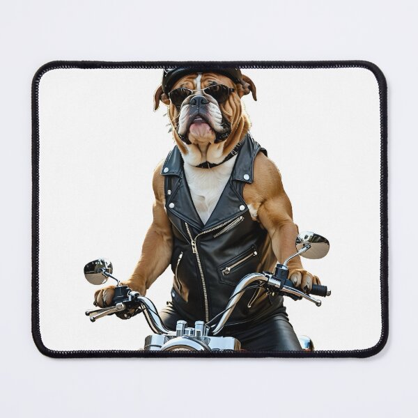 Item preview, A bulldog dog riding a motorcycle with a helmet and funny glasses designed and sold by Dan9010.