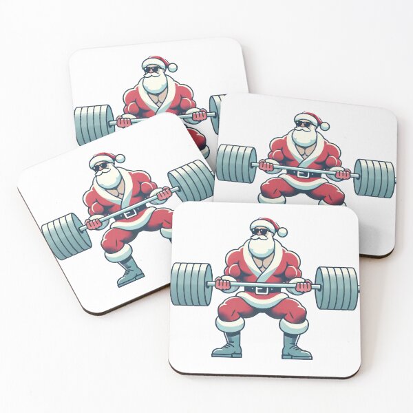 Item preview, Santa Lifting Weights Christmas Gym Illustration designed and sold by AIARTIST1.