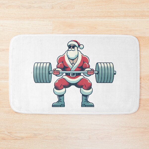 Item preview, Santa Lifting Weights Christmas Gym Illustration designed and sold by AIARTIST1.