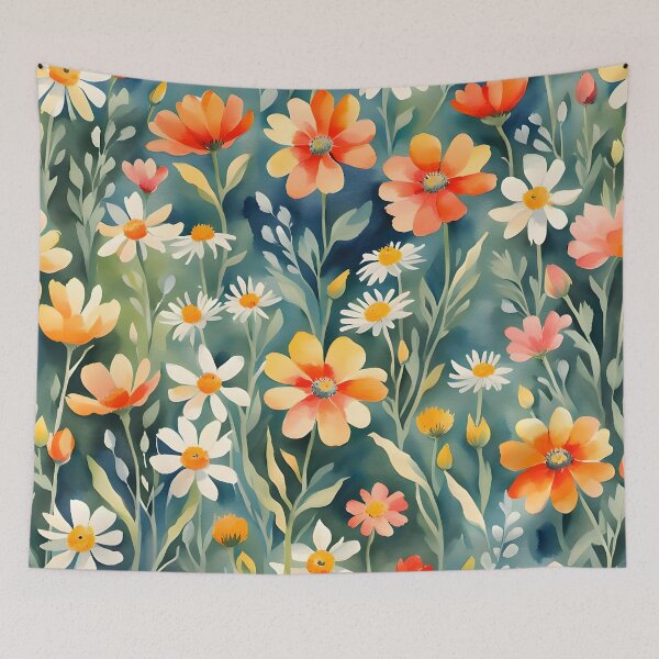 Item preview, Orange And White Flower Field Pattern designed and sold by ByNicoleSara.