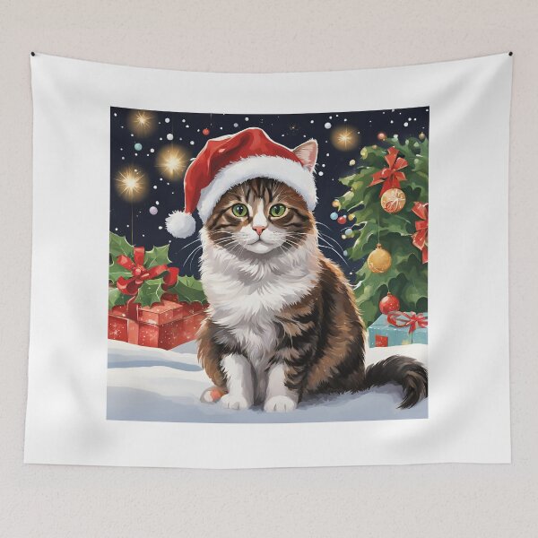 Item preview, Christmas cat in the snow designed and sold by Lilou13Magasin.