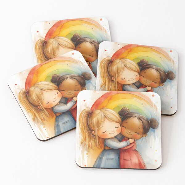 Item preview, 2 girls friendship love watercolor designed and sold by gugacurado.