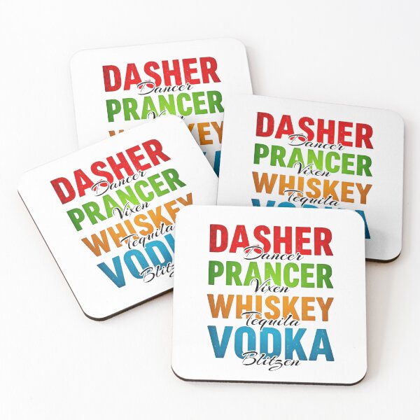 Aperçu de l'œuvre Dasher Dancer Prancer Vixen Whisky Vodka Tequila Blitzen créée et vendue par InspireGlow.
