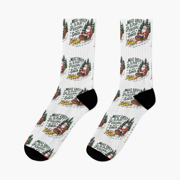 Item preview, Most Likely To Play Pickleball With Santa - A funny gift for pickleball fans and Christmas humor lovers! designed and sold by ZyziowskyArt.