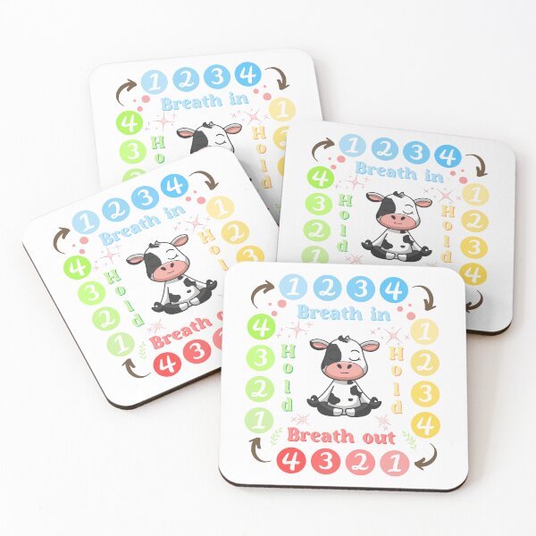 Item preview, Square Breathing - Therapy Tool - Meditating Cute Cow designed and sold by MonkaDesigns.