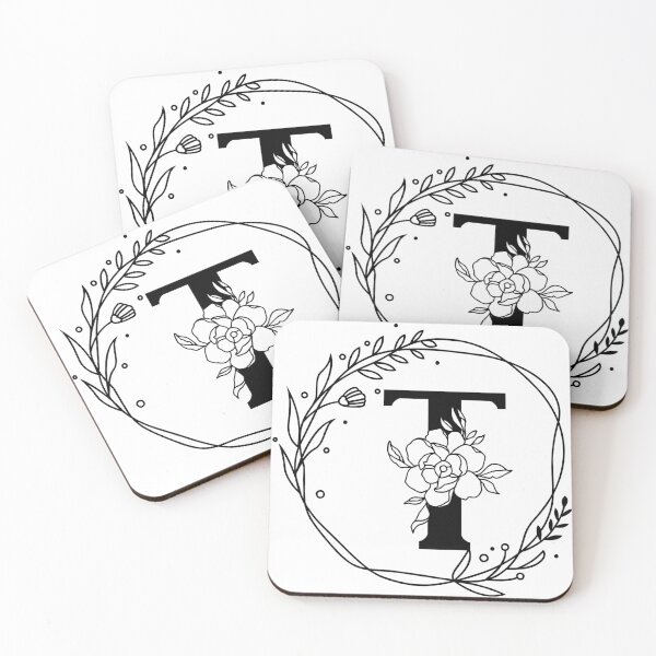 Item preview, T Botanical Monogram, T Wreath Monogram, Peony Monogram, Rose Monogram designed and sold by Spike The Punch Design Co..