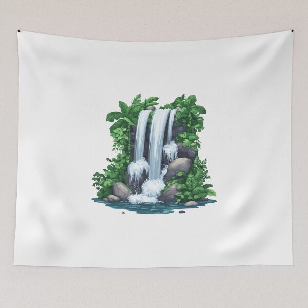 Item preview, Cascading Waterfall with Lush Greenery designed and sold by Enea Kelo.