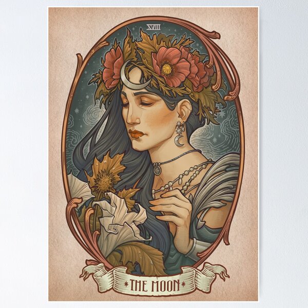 Item preview, TAROT CARD: THE MOON designed and sold by medusadollmaker.