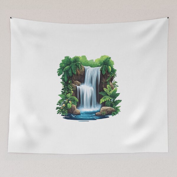 Item preview, Cascading Waterfall with Lush Greenery designed and sold by Enea Kelo.