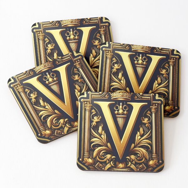 Item preview, a regal and ornate crest featuring a prominent letter "V" designed and sold by ShihawyAhmad.