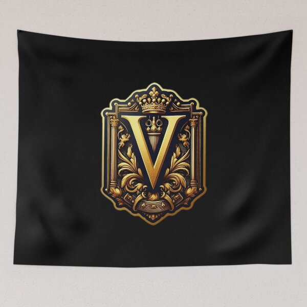 Item preview, a regal and ornate crest featuring a prominent letter "V" designed and sold by ShihawyAhmad.