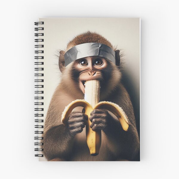 Item preview, A monkey holding a peeled banana, wearing a headband made of duct tape designed and sold by homydesign.