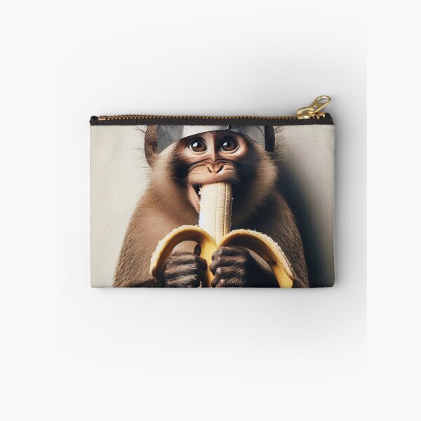 Item preview, A monkey holding a peeled banana, wearing a headband made of duct tape designed and sold by homydesign.