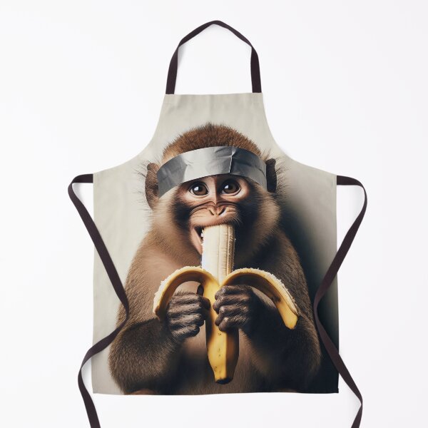 Item preview, A monkey holding a peeled banana, wearing a headband made of duct tape designed and sold by homydesign.