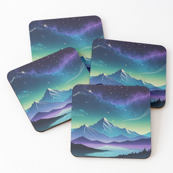 Item preview, Aurora Landscape: Gradient Sky with Minimalist Line Art designed and sold by subhamkapoor.