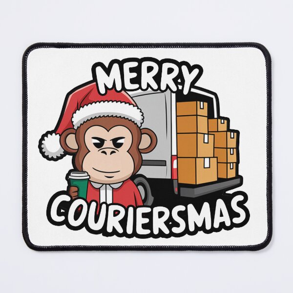 Artikelvorschau, Frohe Couriersmas - Lustiges Lieferaffen-Feriendesign entworfen und verkauft von MonkiFlipp.