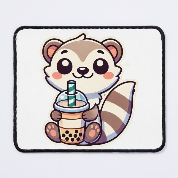 Item preview, Frothy Fun Ferret: Boba Bliss in Every Sip! designed and sold by CyberPeakZ.