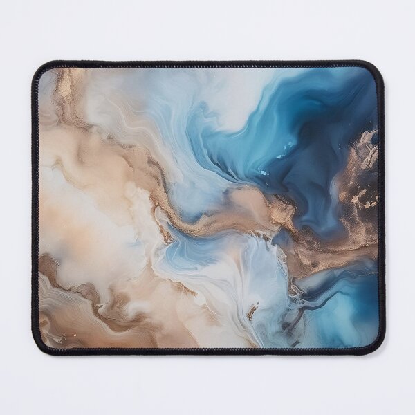 Item preview, Abstract fluid art pattern resembling marble in blue and brown tones designed and sold by homydesign.