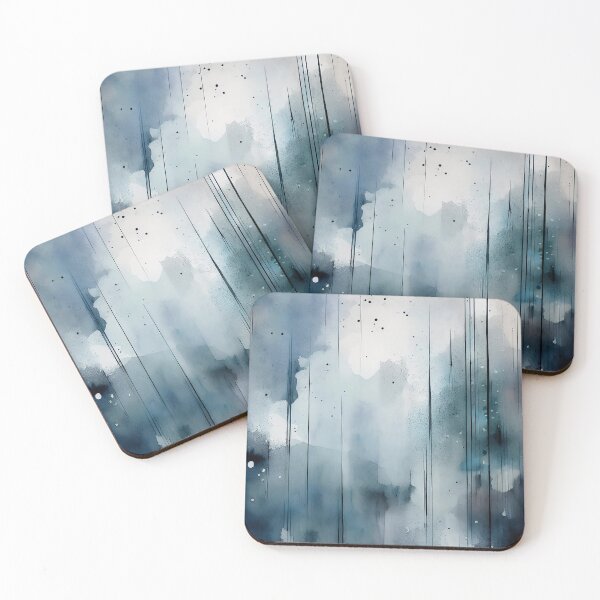Item preview, Abstract watercolor art with drips and splatters in cool tones designed and sold by homydesign.