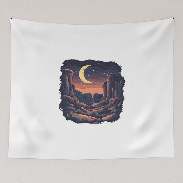 Item preview, Crescent Moon Above Desert Canyon designed and sold by Enea Kelo.