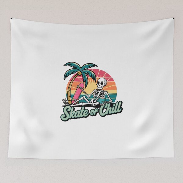Item preview, Skate or Chill - Retro Skeleton Beach Vibes designed and sold by OldSchoolRetro.