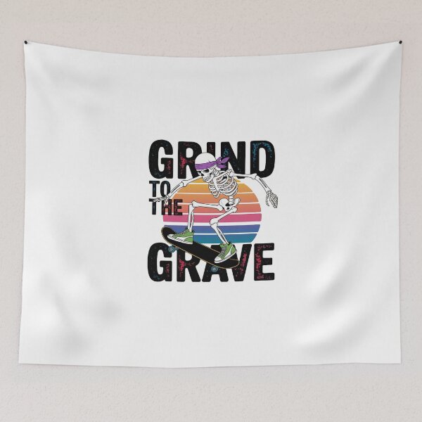 Item preview, Grind to the Grave - Minimalist Skeleton Skater designed and sold by OldSchoolRetro.