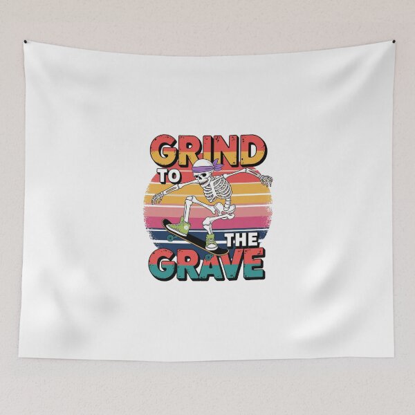 Item preview, Grind to the Grave - Minimalist Skeleton Skater designed and sold by OldSchoolRetro.