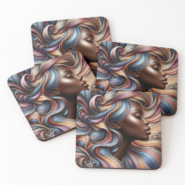 Item preview, Flowing hair transforms into intricate digital waves in a surreal blend of human and artificial intelligence designed and sold by homydesign.