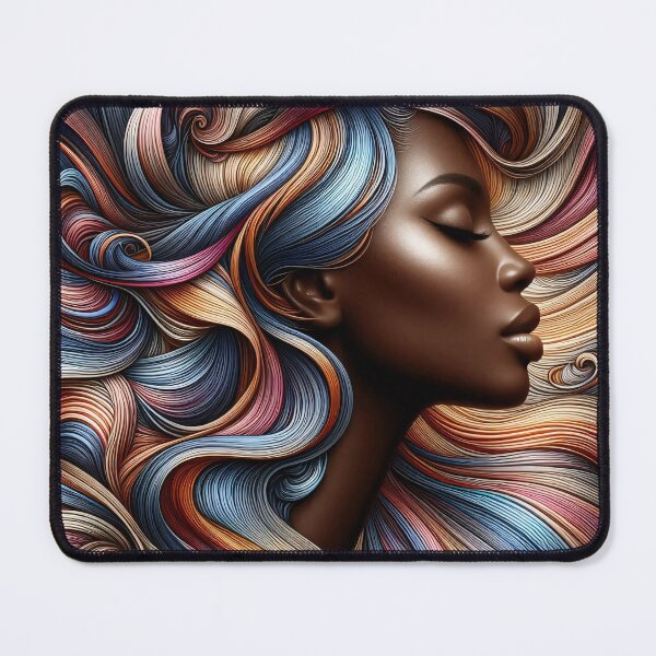 Item preview, Flowing hair transforms into intricate digital waves in a surreal blend of human and artificial intelligence designed and sold by homydesign.