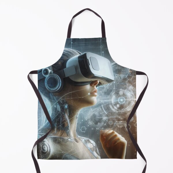 Item preview, Futuristic cyborg with VR headset immersed in digital interface designed and sold by homydesign.