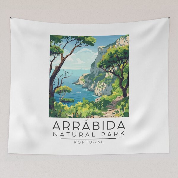 Item preview, A Vintage Illustration of Arrábida Natural Park - Portugal  designed and sold by GoodOldVintage.