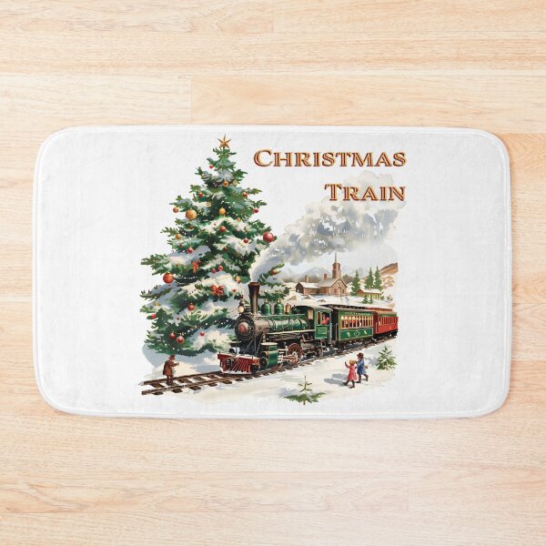 Item preview, Train in a winter scene with Christmas tree and some children designed and sold by Visual Arts Dominika Cybuch.