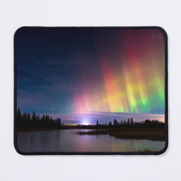 Item preview, Northern Lights Over Winter Lake and Forest designed and sold by Amy Mitchell.
