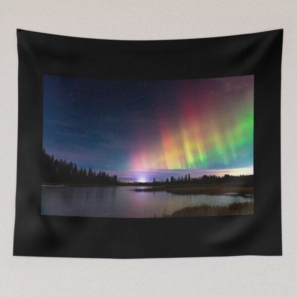 Item preview, Northern Lights Over Winter Lake and Forest designed and sold by Amy Mitchell.