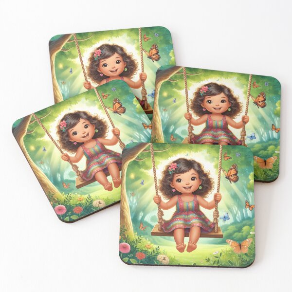 Item preview, Child on swing surrounded by nature and butterflies designed and sold by homydesign.