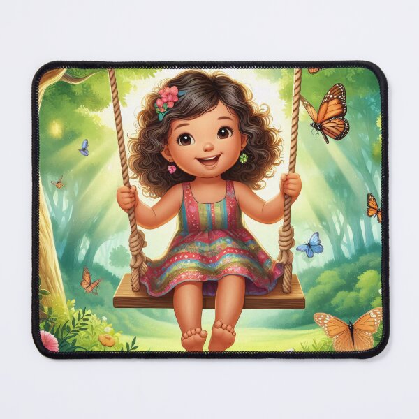 Item preview, Child on swing surrounded by nature and butterflies designed and sold by homydesign.