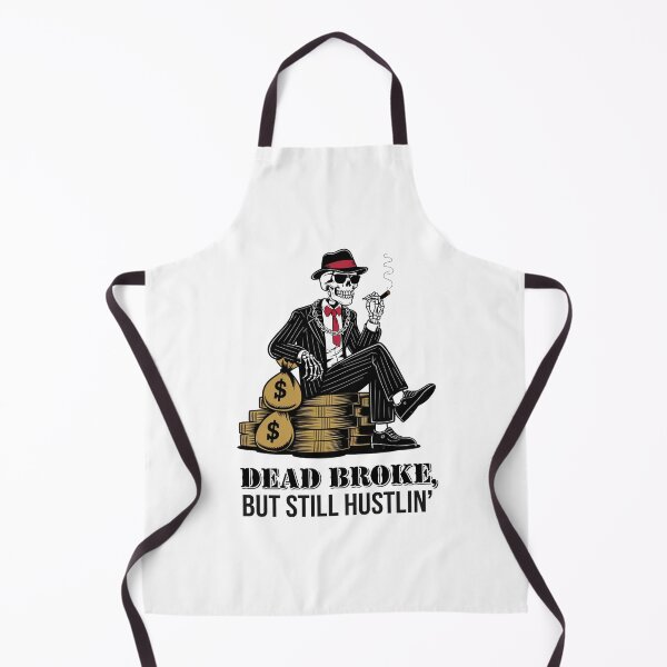 Item preview, Dead Broke, But Still Hustlin' - Retro Skeleton Hustler designed and sold by OldSchoolRetro.