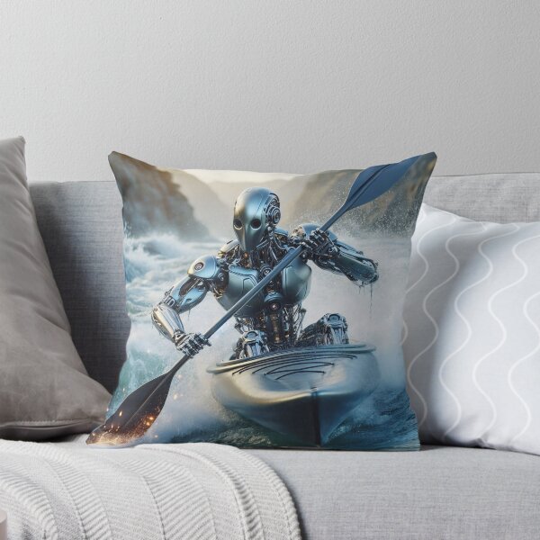 Item preview, A robot surfs a towering wave, showcasing the fusion of technology and extreme sports designed and sold by homydesign.