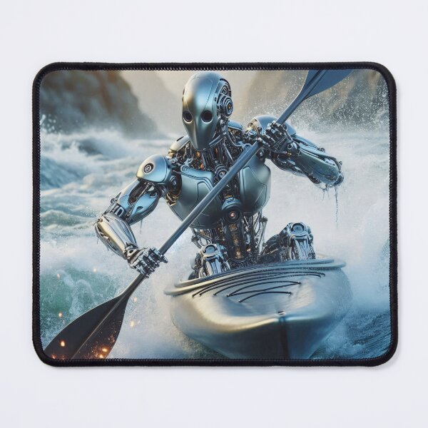 Item preview, A robot surfs a towering wave, showcasing the fusion of technology and extreme sports designed and sold by homydesign.