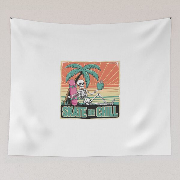 Item preview, Skate or Chill - Retro Skeleton Beach Art designed and sold by OldSchoolRetro.
